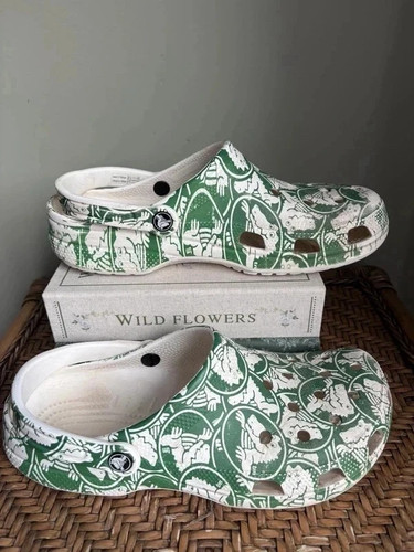 Crocs classic green - crocs, white