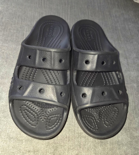 Crocs black logo slide - logo, sandals